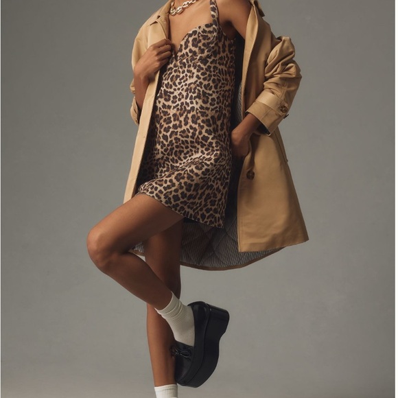 NWT Anthropologie Leopard Mini Dress Medium - Picture 3 of 4